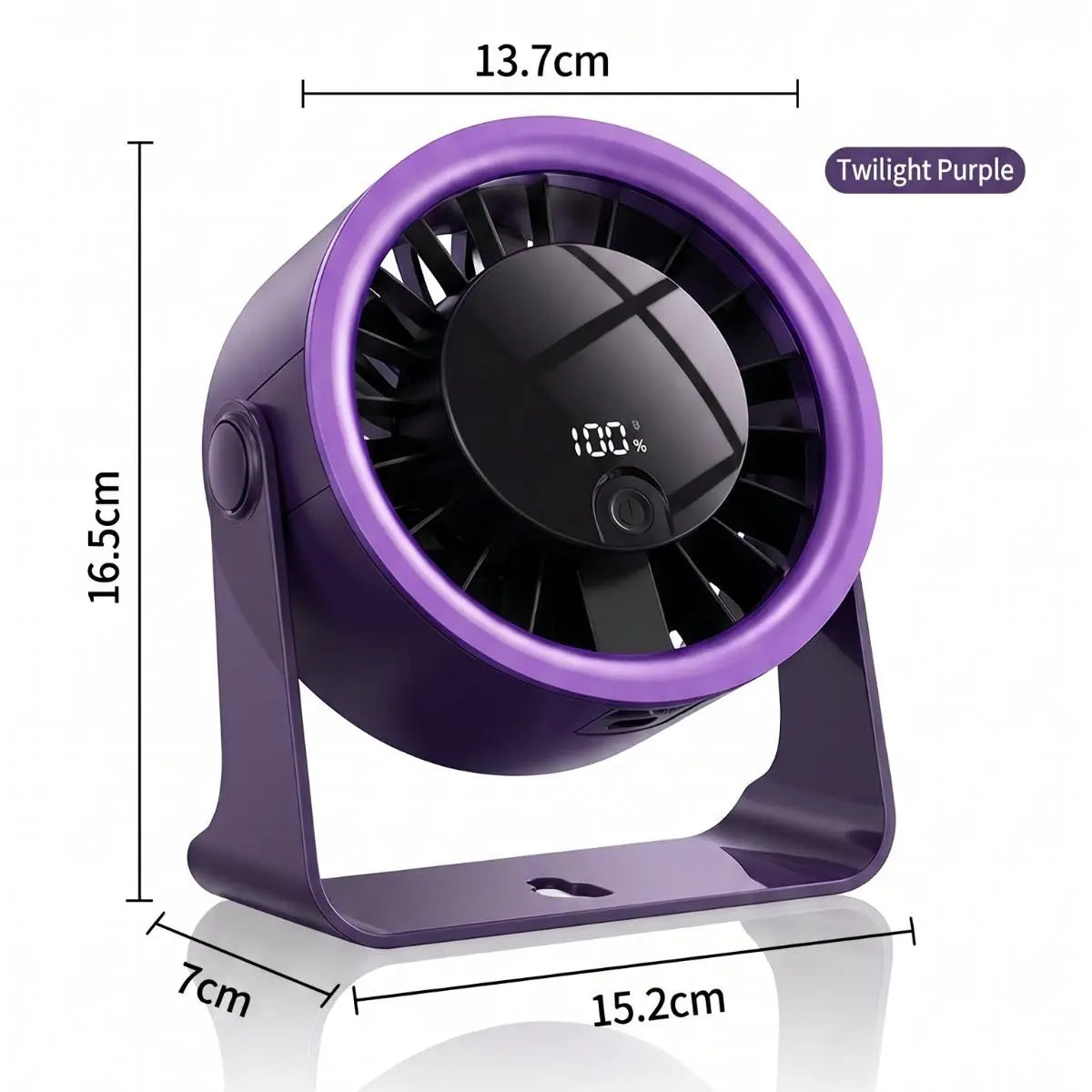 Twilight Purple Portable USB Rechargeable Desk Fan - Brushless Motor, 4-Speed Strong Quiet Wind, Multi-Functional Wall-Mounted Air Circulator - S6 Model for Dorm Room Studying, Napping, Home Office Essentials