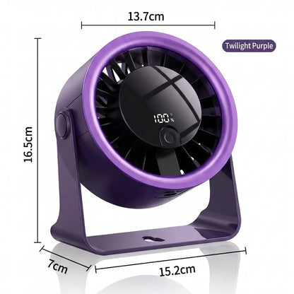 Twilight Purple Portable USB Rechargeable Desk Fan - Brushless Motor, 4-Speed Strong Quiet Wind, Multi-Functional Wall-Mounted Air Circulator - S6 Model for Dorm Room Studying, Napping, Home Office Essentials
