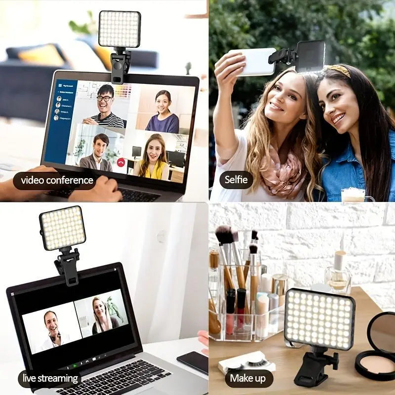 Portable Front-Back Clip-On Selfie Fill Light - 2000Mah Rechargeable Battery, 7-Mode LED, Quick-Release Clip, USB Charger, Mobile Accessories for Iphone/Laptop/Tablet, Camera, Compact for Travel Lighting, Ideal for Filming, New Year Gift, Filming Setup
