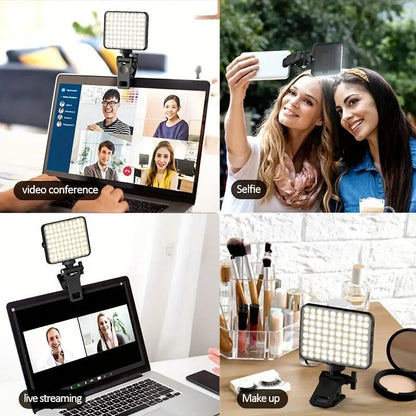 Portable Front-Back Clip-On Selfie Fill Light - 2000Mah Rechargeable Battery, 7-Mode LED, Quick-Release Clip, USB Charger, Mobile Accessories for Iphone/Laptop/Tablet, Camera, Compact for Travel Lighting, Ideal for Filming, New Year Gift, Filming Setup