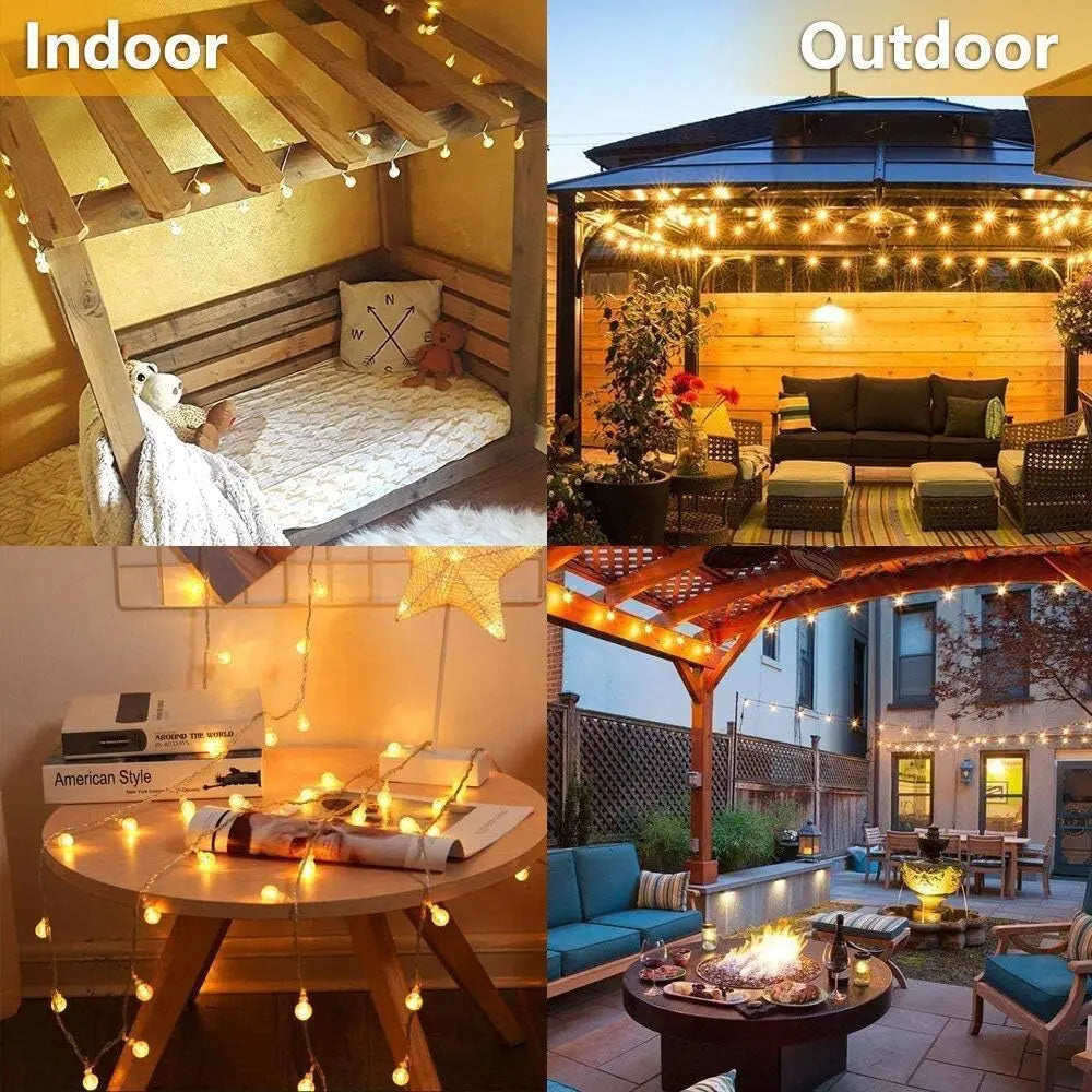 100 Ft Solar Outdoor Globe String Lights, LED Solar Crystal Globe Lights, 8 Modes Globe String Lights, Waterproof Solar String Lights for Home Balcony Party Wedding Christmas Decoration