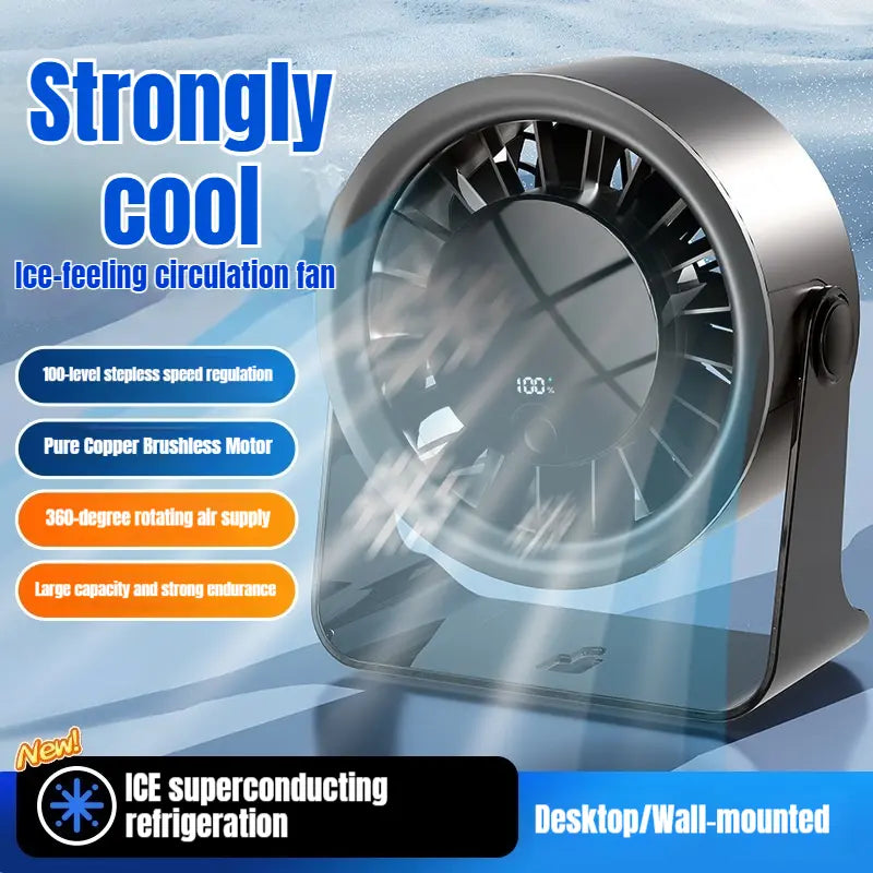 Twilight Purple Portable USB Rechargeable Desk Fan - Brushless Motor, 4-Speed Strong Quiet Wind, Multi-Functional Wall-Mounted Air Circulator - S6 Model for Dorm Room Studying, Napping, Home Office Essentials