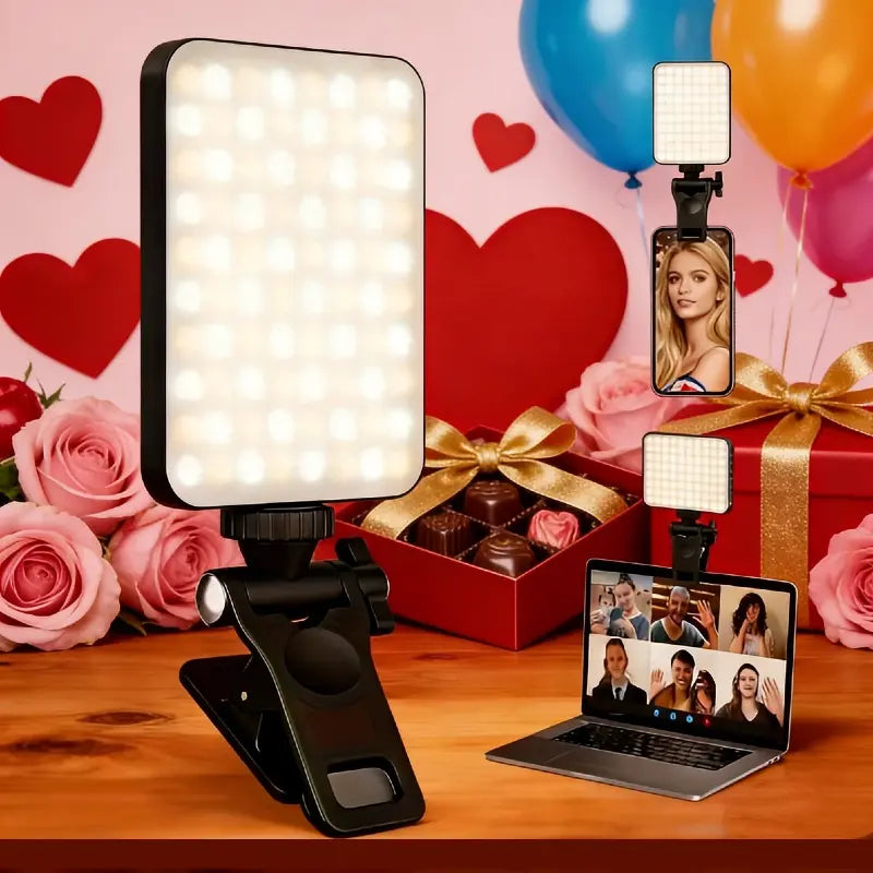 Portable Front-Back Clip-On Selfie Fill Light - 2000Mah Rechargeable Battery, 7-Mode LED, Quick-Release Clip, USB Charger, Mobile Accessories for Iphone/Laptop/Tablet, Camera, Compact for Travel Lighting, Ideal for Filming, New Year Gift, Filming Setup