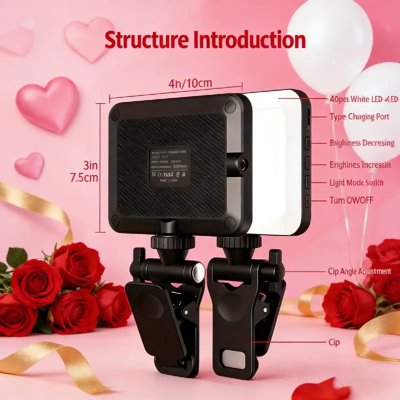 Portable Front-Back Clip-On Selfie Fill Light - 2000Mah Rechargeable Battery, 7-Mode LED, Quick-Release Clip, USB Charger, Mobile Accessories for Iphone/Laptop/Tablet, Camera, Compact for Travel Lighting, Ideal for Filming, New Year Gift, Filming Setup