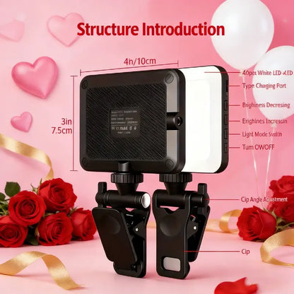 Portable Front-Back Clip-On Selfie Fill Light - 2000Mah Rechargeable Battery, 7-Mode LED, Quick-Release Clip, USB Charger, Mobile Accessories for Iphone/Laptop/Tablet, Camera, Compact for Travel Lighting, Ideal for Filming, New Year Gift, Filming Setup