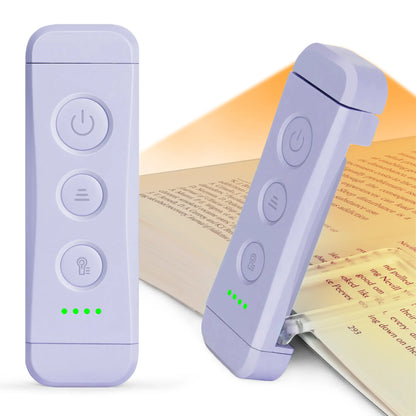 [Mid-Year Gift] Glocusent USB Rechargeable Book Light for Reading in Bed, Portable Clip-On LED Reading Light, 3 Amber Colors & 5 Brightness Dimmable, Compact & Long Lasting, Perfect for Book Lovers, Kids