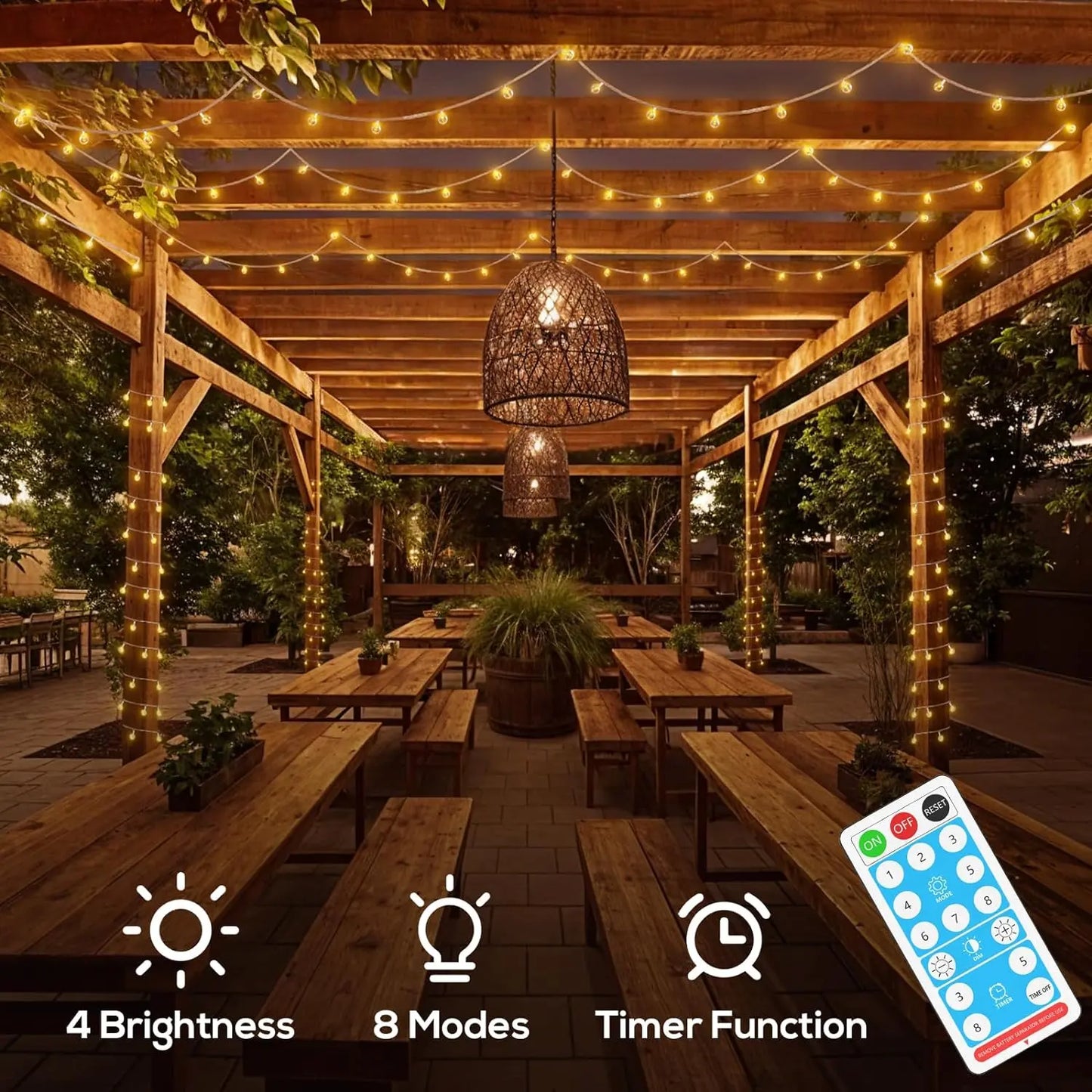 100 Ft Solar Outdoor Globe String Lights, LED Solar Crystal Globe Lights, 8 Modes Globe String Lights, Waterproof Solar String Lights for Home Balcony Party Wedding Christmas Decoration
