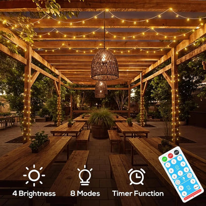 100 Ft Solar Outdoor Globe String Lights, LED Solar Crystal Globe Lights, 8 Modes Globe String Lights, Waterproof Solar String Lights for Home Balcony Party Wedding Christmas Decoration
