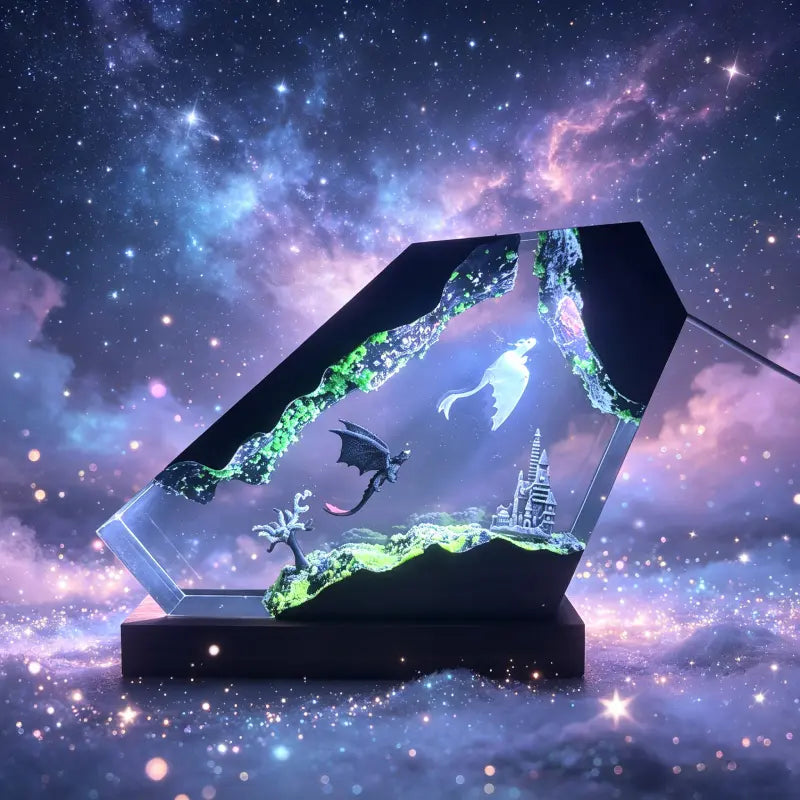 Handmade Resin Art Bedroom Night Light - How to Train Your Dragon 3D Cute Ambient LED Lighting, Customizable LED Bedside Nightstand Lamp, Decorative Mood Lamp for Game Lovers Room Decor, Birthday Gift, Bedside Nightstand Lamps