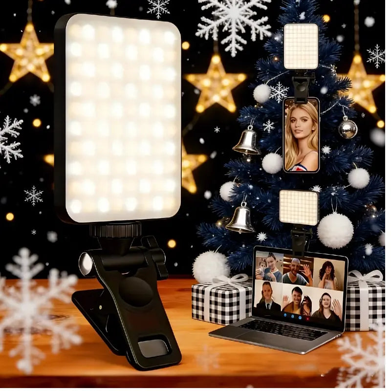 Portable Front-Back Clip-On Selfie Fill Light - 2000Mah Rechargeable Battery, 7-Mode LED, Quick-Release Clip, USB Charger, Mobile Accessories for Iphone/Laptop/Tablet, Camera, Compact for Travel Lighting, Ideal for Filming, New Year Gift, Filming Setup