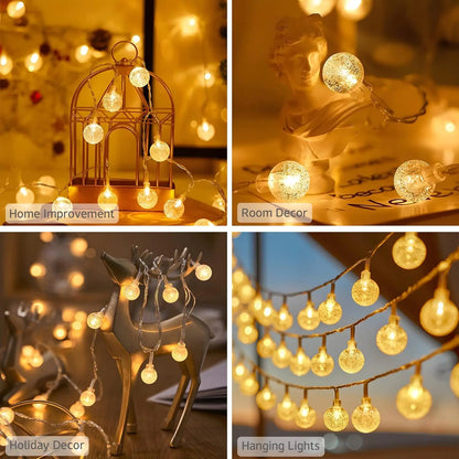 100 Ft Solar Outdoor Globe String Lights, LED Solar Crystal Globe Lights, 8 Modes Globe String Lights, Waterproof Solar String Lights for Home Balcony Party Wedding Christmas Decoration