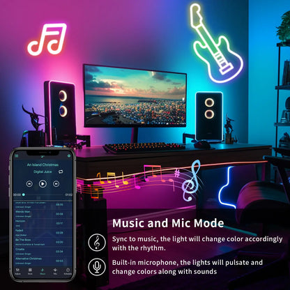 LED Neon Rope Lights,Flexible Rope Lights App Control with Music Sync,Diy Design,Outdoor Waterproof LED Strip Lights for Gaming, Bedroom Living Room Wall Indoor Decor