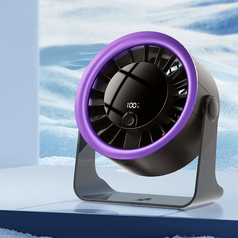 Twilight Purple Portable USB Rechargeable Desk Fan - Brushless Motor, 4-Speed Strong Quiet Wind, Multi-Functional Wall-Mounted Air Circulator - S6 Model for Dorm Room Studying, Napping, Home Office Essentials