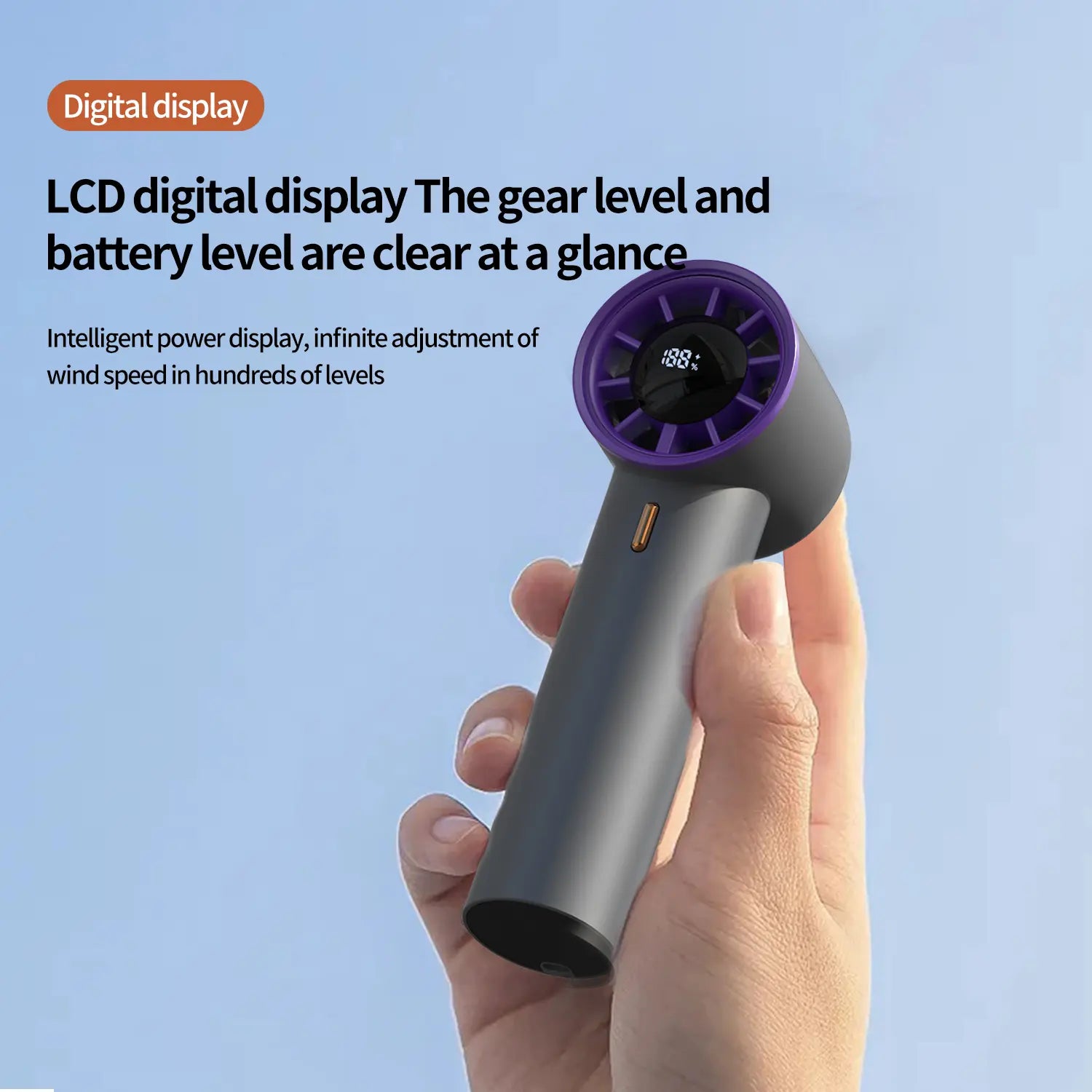 Yudodo Mini Handheld Fan with LED Display-5 Gear Wind,Powerful Wind,Usb Rechargeable,High Speed Fan,Stylish &Ultra
