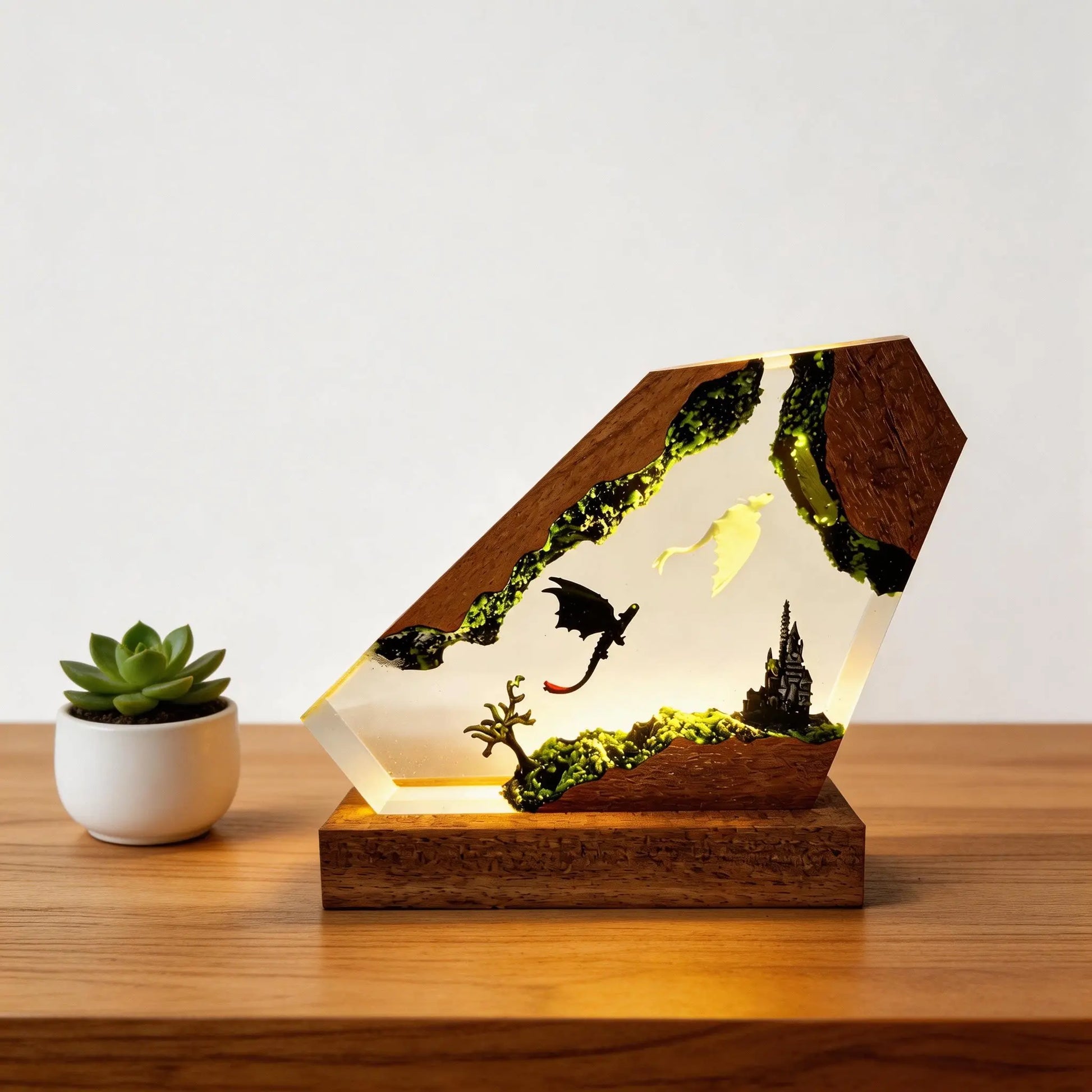 Handmade Resin Art Bedroom Night Light - How to Train Your Dragon 3D Cute Ambient LED Lighting, Customizable LED Bedside Nightstand Lamp, Decorative Mood Lamp for Game Lovers Room Decor, Birthday Gift, Bedside Nightstand Lamps