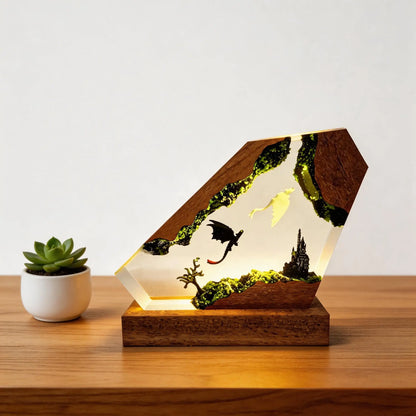 Handmade Resin Art Bedroom Night Light - How to Train Your Dragon 3D Cute Ambient LED Lighting, Customizable LED Bedside Nightstand Lamp, Decorative Mood Lamp for Game Lovers Room Decor, Birthday Gift, Bedside Nightstand Lamps