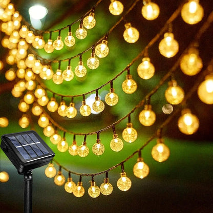 100 Ft Solar Outdoor Globe String Lights, LED Solar Crystal Globe Lights, 8 Modes Globe String Lights, Waterproof Solar String Lights for Home Balcony Party Wedding Christmas Decoration