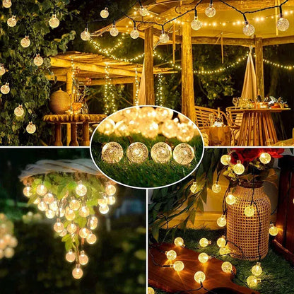 100 Ft Solar Outdoor Globe String Lights, LED Solar Crystal Globe Lights, 8 Modes Globe String Lights, Waterproof Solar String Lights for Home Balcony Party Wedding Christmas Decoration