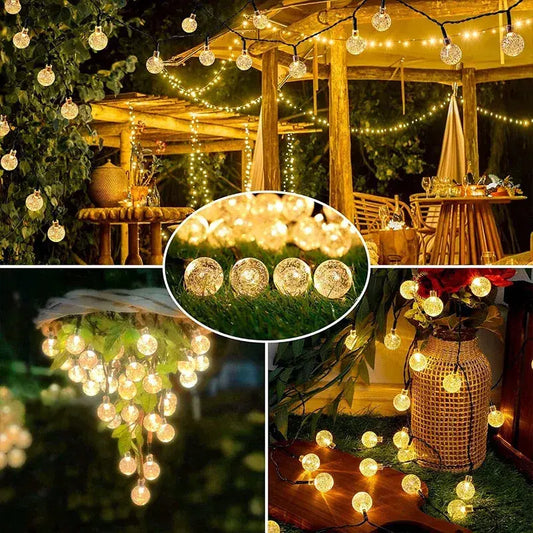 100 Ft Solar Outdoor Globe String Lights, LED Solar Crystal Globe Lights, 8 Modes Globe String Lights, Waterproof Solar String Lights for Home Balcony Party Wedding Christmas Decoration