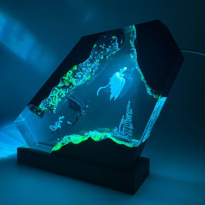 Handmade Resin Art Bedroom Night Light - How to Train Your Dragon 3D Cute Ambient LED Lighting, Customizable LED Bedside Nightstand Lamp, Decorative Mood Lamp for Game Lovers Room Decor, Birthday Gift, Bedside Nightstand Lamps